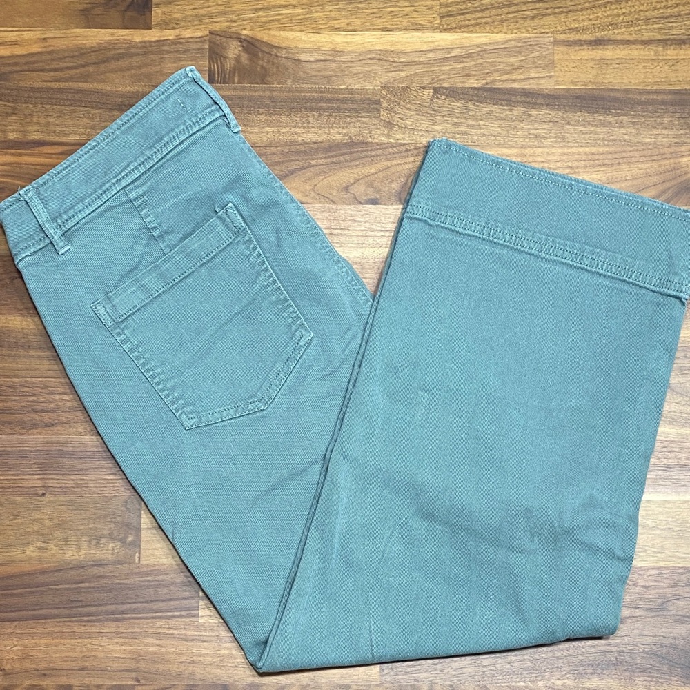 LOFT Khaki Green Stretch Twill Ankle Pants